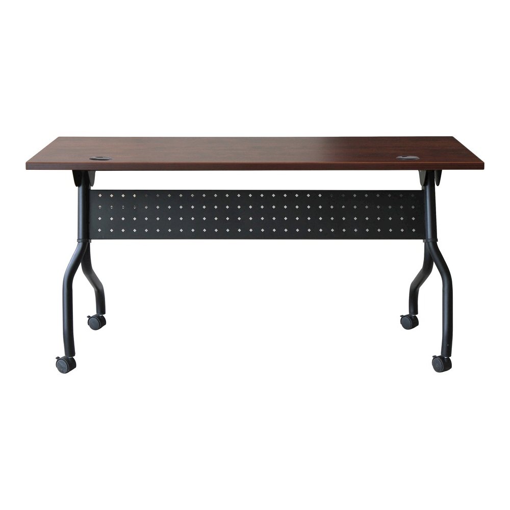 Lorell Flip Top Training Table - Rectangle Top - Four Leg Base - 4 Legs - 60" Table Top Width x 23.60" Table Top Depth - 29.50" Height x 59" Width x 23.63" Depth - Assembly Required - Cherry - Melamin. Picture 5