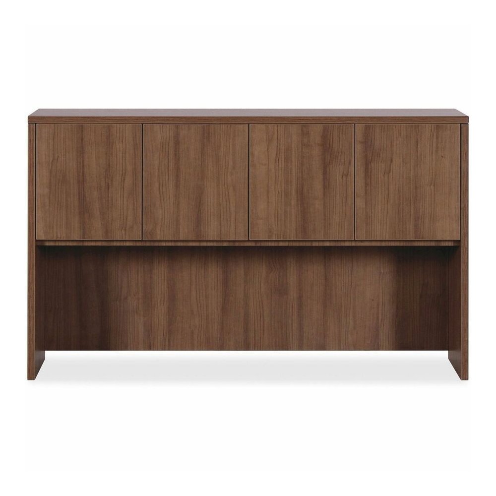 Lorell Essentials Series Stack-on Hutch with Doors - 36" Height x 59" Width x 14.8" Depth Hutch - 3 Door(s) - Material: Wood - Finish: Laminate, Walnut - Grommet, Cord Management, Durable - 1 Each. Picture 4