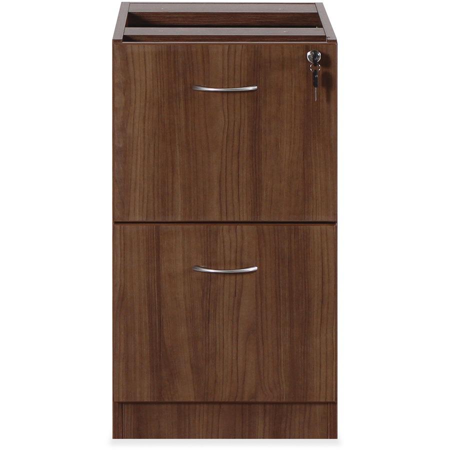 Lorell Essentials Series File/File Fixed File Cabinet - 28.5" Height x 15.5" Width x 21.9" Depth Pedestal, x 3.8" Width - Total Drawer(s): 2 - Finish: Laminate, Walnut - Built-in Hangrail, Ball-bearin. Picture 4
