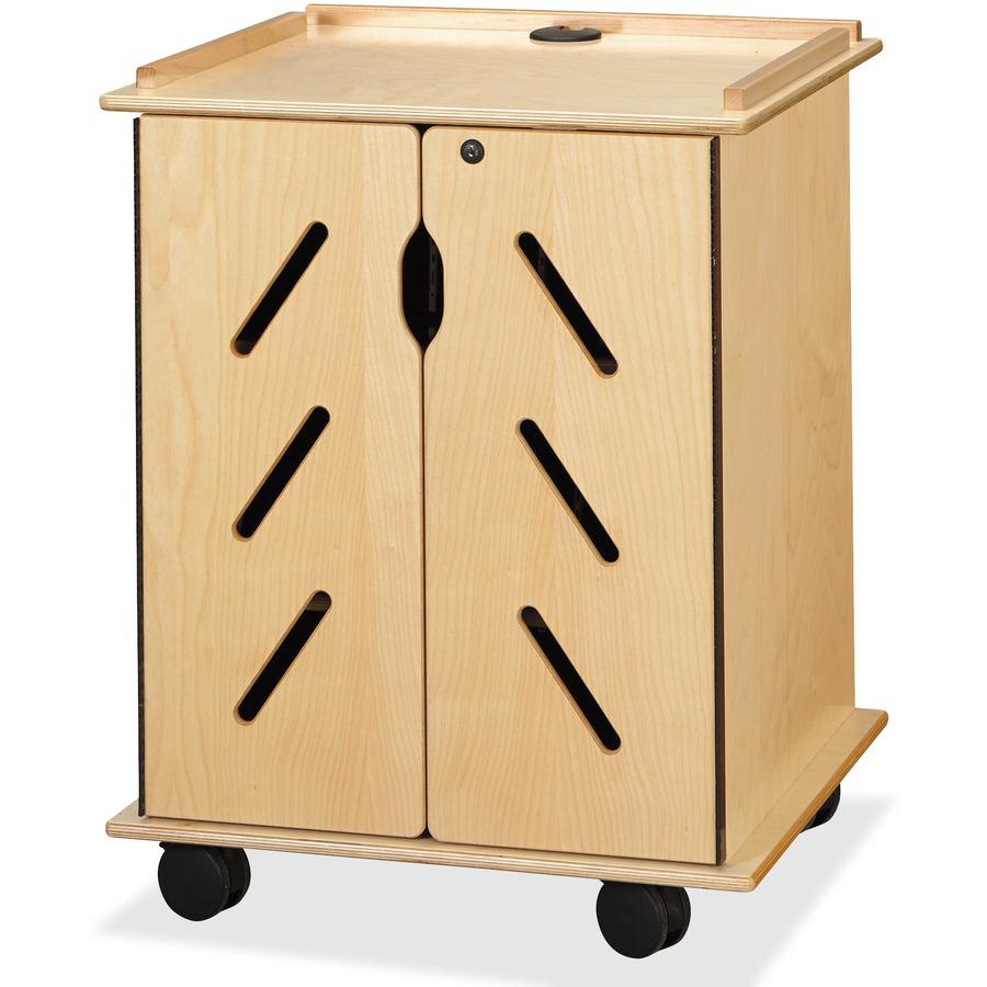 Jonti-Craft Laptop/Tablet Storage Cart - x 24" Width x 23" Depth x 30" Height - Woodgrain - For 32 Devices - 1 Each. Picture 4
