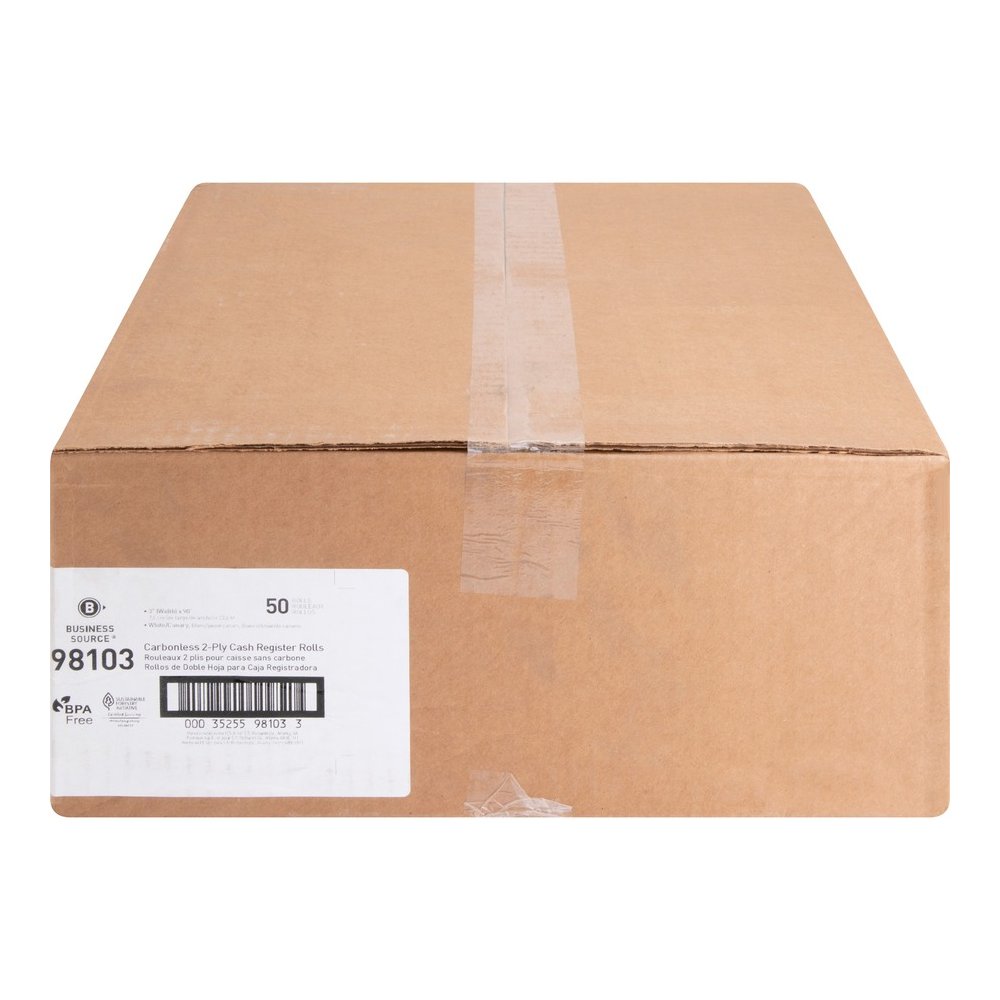 Business Source 2-part Carbonless Cash Register Rolls - 3" x 90 ft - Sustainable Forestry Initiative (SFI) - White - 50 / Carton. Picture 3