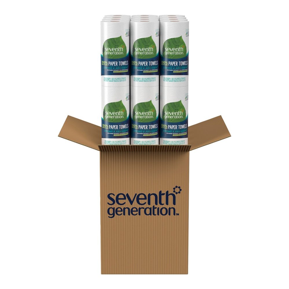 Seventh Generation 100% Recycled Paper Towels - 2 Ply - 156 Sheets/Roll - White - 24 / Carton. Picture 3