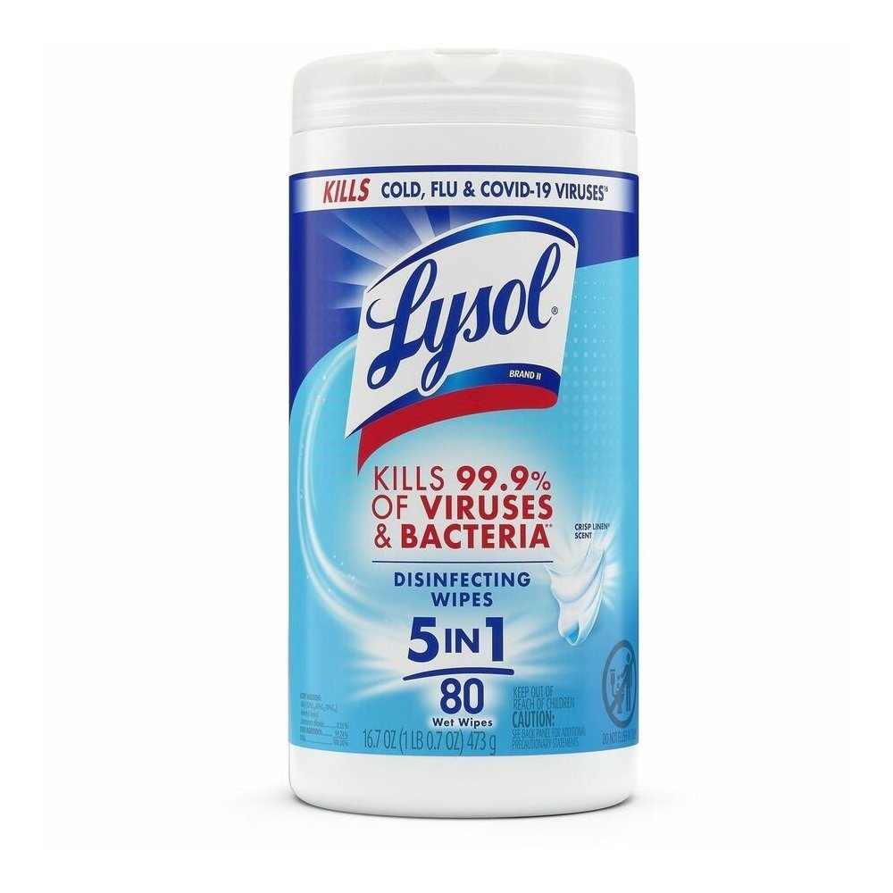 Lysol Disinfecting Wipes - For Multipurpose, Multi Surface - Wipe - Crisp Linen Scent - 7" Length x 7.25" Width - Recommended For: Virus Remover, Bacteria Remover - Disinfectant, Pre-moistened, Deodor. Picture 2
