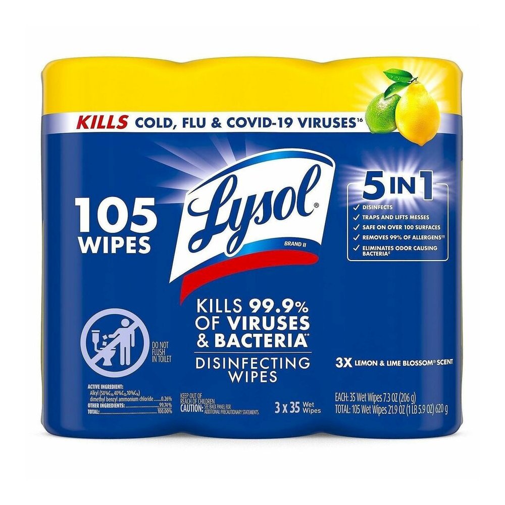 Lysol Disinfecting Wipes - For Multi Surface - Wipe - Lemon Scent - Recommended For: Bacteria Remover, Virus Remover, Allergen Remover, Pet Dander Remover, Dust Mite Remover, Pollen Remover - Disinfec. Picture 2
