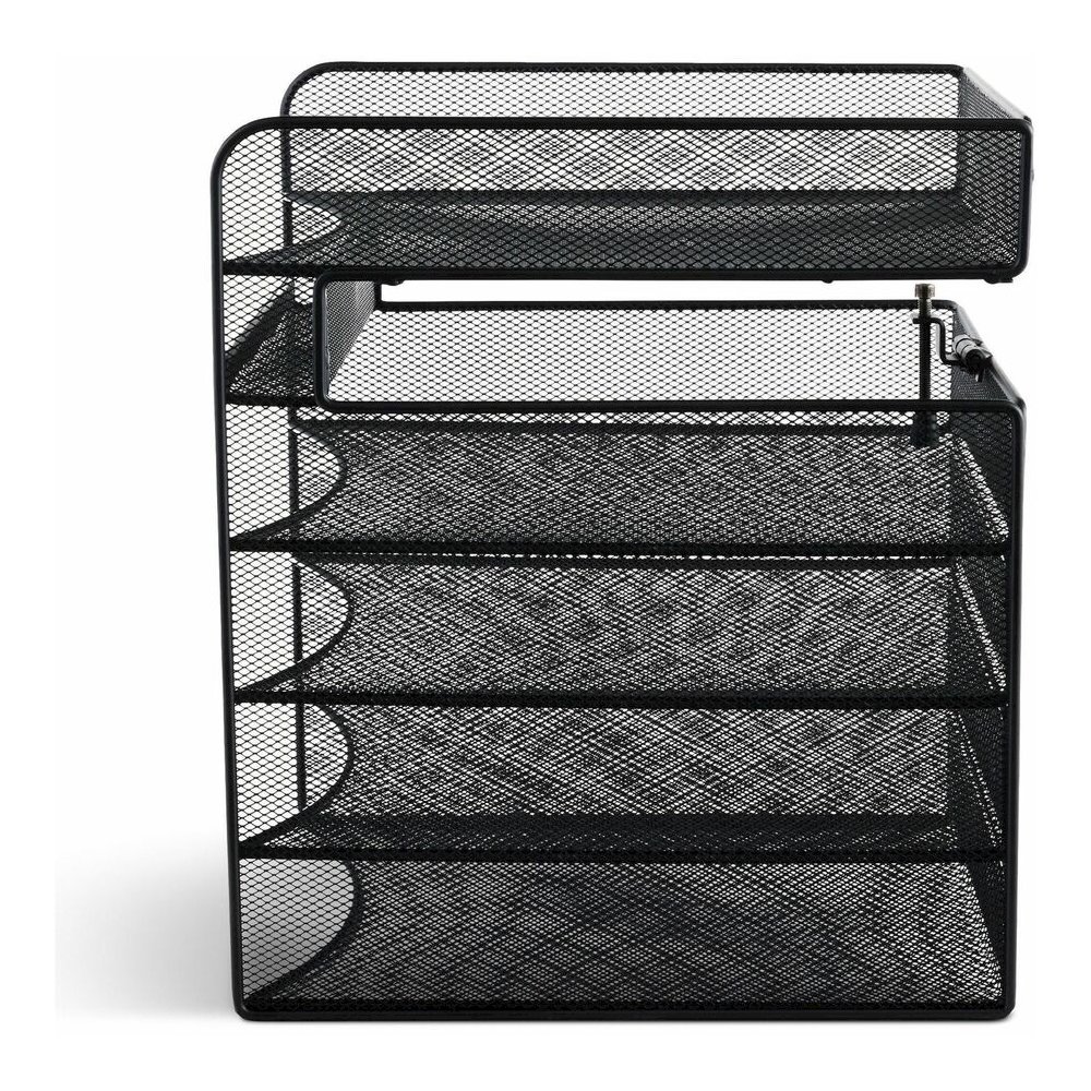 Safco Onyx Horizontal Hanging Desktop Storage - 5 Compartment(s) - 14.38" Height x 10.25" Width x 12.38" Depth - Durable, Lightweight, Scratch Resistant - Powder Coated - Black - Steel - 1 Each. Picture 3