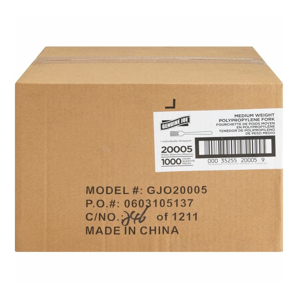 Genuine Joe Individually Wrapped Fork - 1 Piece(s) - Fork - 1 x Fork - Disposable - White - 1 Carton. Picture 3