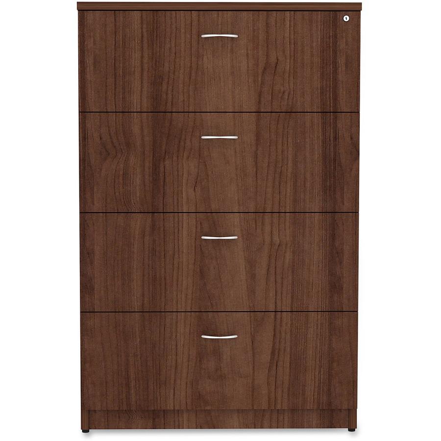 Lorell Essentials Series 4-Drawer Lateral File - 1" Top, 35.5" x 22"54.8" - 4 x File Drawer(s) - Finish: Walnut Laminate. Picture 3