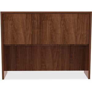 Lorell Essentials Series Stack-on Hutch with Doors - Rectangle - 36" Height x 48" Width x 15" Depth - Material: Metal - Finish: Walnut, Laminate - Adjustable Glide, Lockable, Floor Glide - For Office . Picture 5
