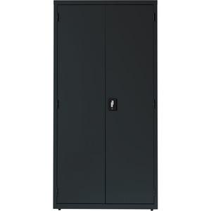 Lorell Fortress Series Storage Cabinet - 36" Width x 24" Depth x 72" Height - 5 x Shelf(ves) - Hinged Door(s) - Sturdy, Recessed Locking Handle, Removable Lock, Durable, Storage Space - Black - Powder. Picture 2