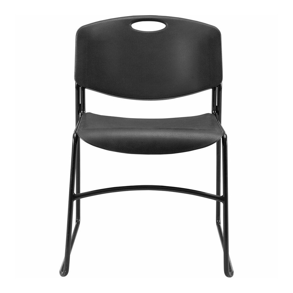 Lorell Heavy-duty Standard-height Stack Chairs - Plastic Seat Material - Plastic Back Material - Steel Frame Material - Black - 4 / Carton. Picture 3