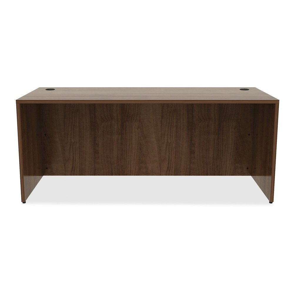 Lorell Essentials Series Rectangular Desk Shell - 29.5" Height x 70.9" Width x 29.5" Depth Desk - Material: Metal - Finish: Walnut Laminate - 1 Each. Picture 2