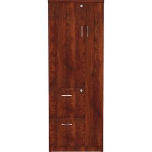 Lorell Essentials Series Tall Storage Cabinet - 23.6" x 23.6"65.6" Cabinet, 0.5" Compartment - 2 x Storage Drawer(s) - 1 Door(s) - Finish: Cherry, Laminate. Picture 4