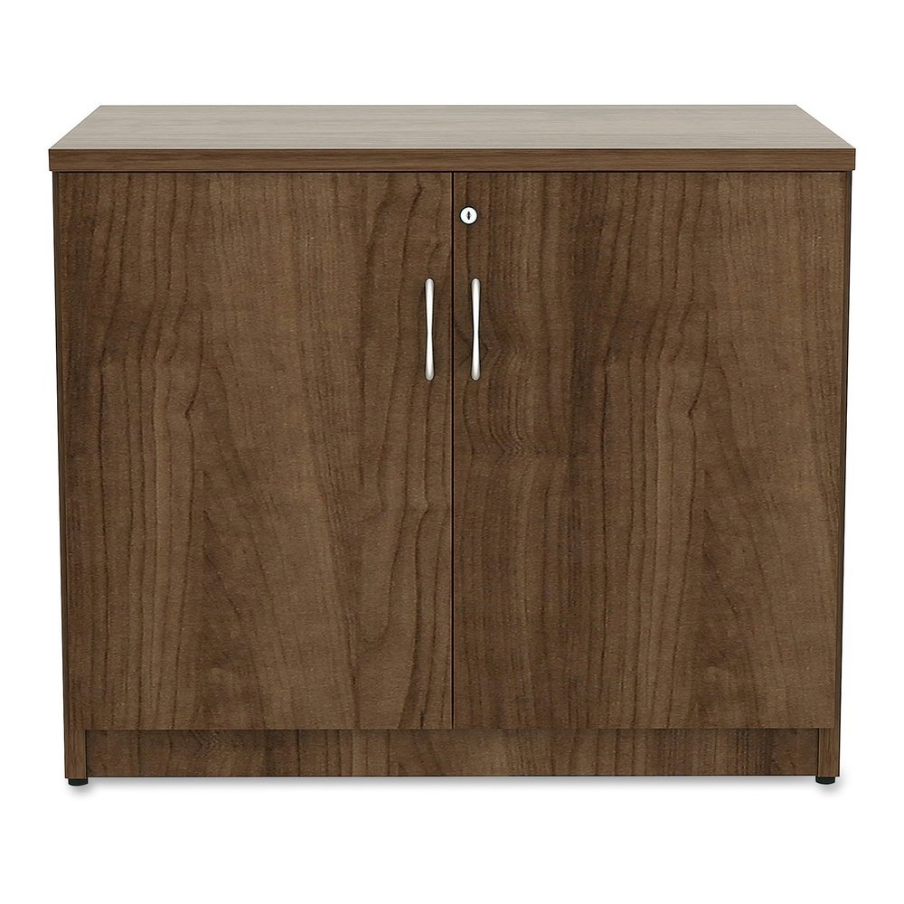 Lorell Essentials Series 2-Door Storage Cabinet - 36" Width x 22.5" Depth x 29.5" Height - Glide, Lockable - Walnut - Laminate - Metal. Picture 2