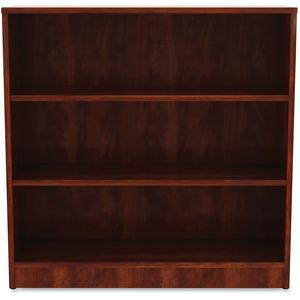 Lorell Laminate Bookcase - 3 Shelf(ves) - 36" Height x 36" Width x 12" Depth - Sturdy, Adjustable Feet, Adjustable Shelf - Thermofused Laminate (TFL) - Cherry - Laminate - 1 Each. Picture 4