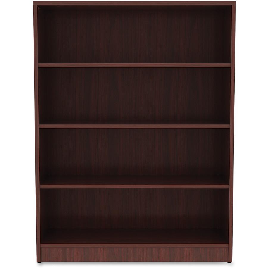 Lorell Laminate Bookcase - 4 Shelf(ves) - 48" Height x 36" Width x 12" Depth - Sturdy, Adjustable Feet - Mahogany - Laminate - 1 Each. Picture 3