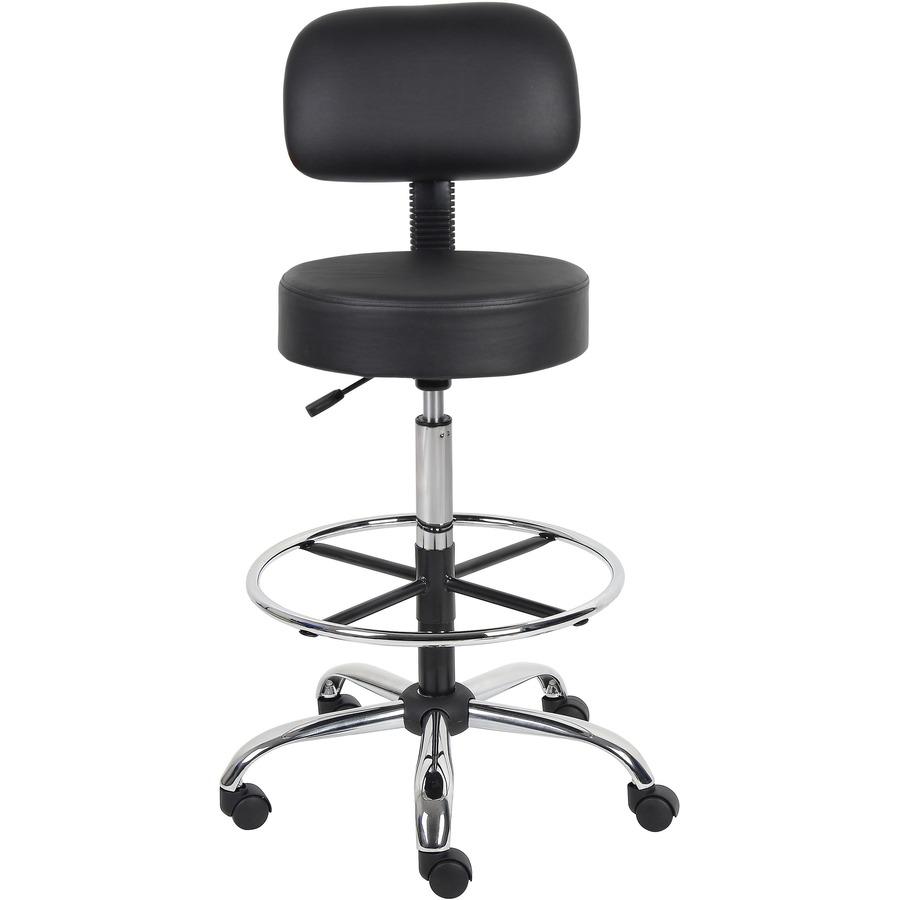 Boss Drafting Stool - Black Seat Color - Vinyl Seat Material - Black Back Color - Chrome, Black Frame Color - Chrome Frame Material - 5-star Base - 1 Each. Picture 4