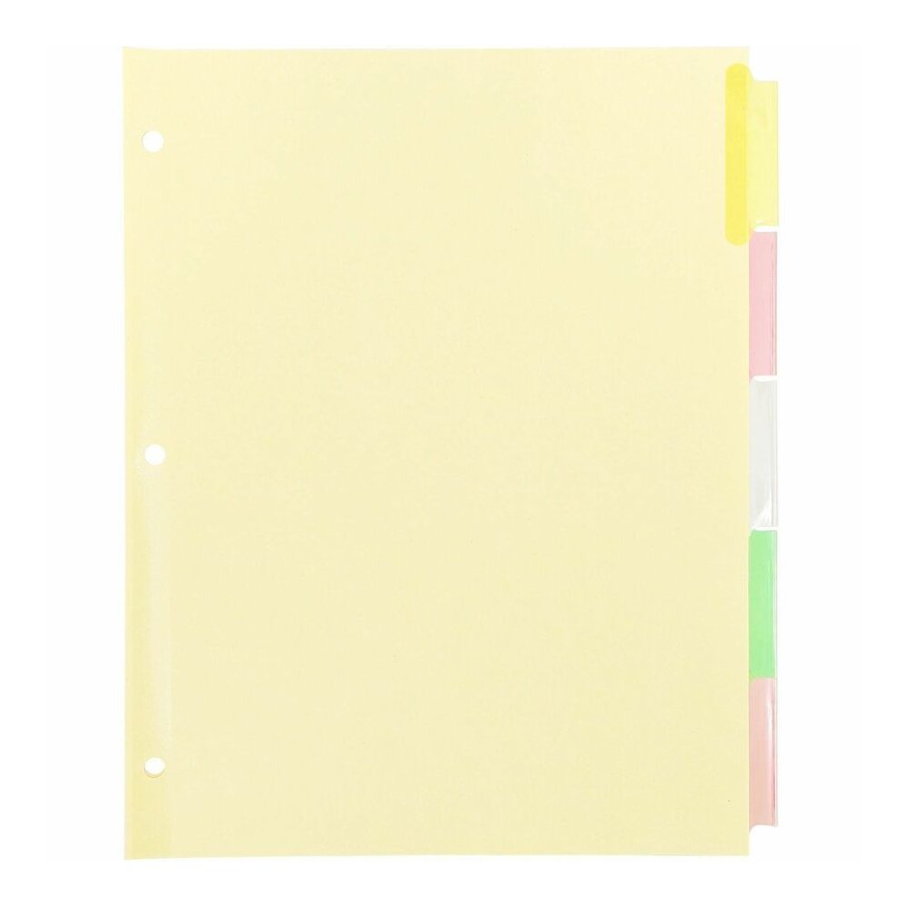 Business Source Insertable Tab Ring Binder Indexes - 5 Blank Tab(s) - 2" Tab Width - 8.5" Divider Width x 11" Divider Length - Letter - 3 Hole Punched - Multicolor Tab(s) - Tear Resistant, Reinforced . Picture 2