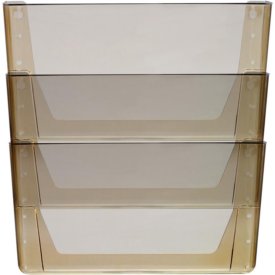 Storex Stacking Wall Pocket Set - 18 x File - 1 Pocket(s) - 7" Height x 4" Width16" Length - Stackable - Smoke - Poly - 3 / Set. Picture 4
