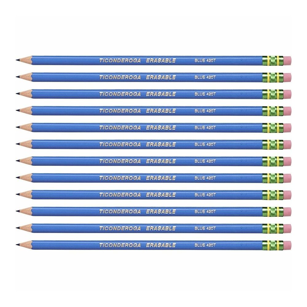 Ticonderoga Pre-Sharpened Erasable Checking Pencils - Blue Lead - HB - 1 Dozen/Box - 6 / Carton. Picture 2