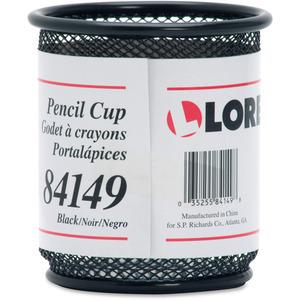 Lorell Mesh Wire Pencil Cup Holders - 3.5" Height x 3.9" Width - Steel - Black - 6 / Box. Picture 6