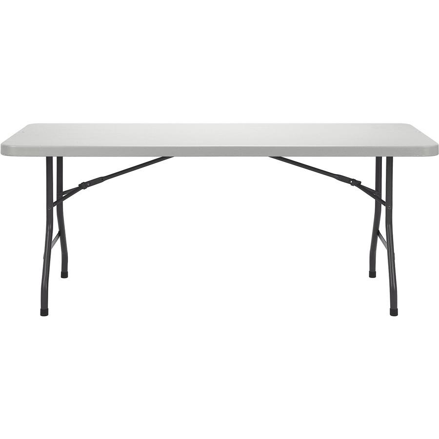 Lorell Extra-Capacity Ultra-Lite Folding Table - Light Gray Top - Dark Gray Base - 750 lb Capacity - 72" Table Top Width x 30" Table Top Depth - 29.25" Height - Gray - High-density Polyethylene (HDPE). Picture 5