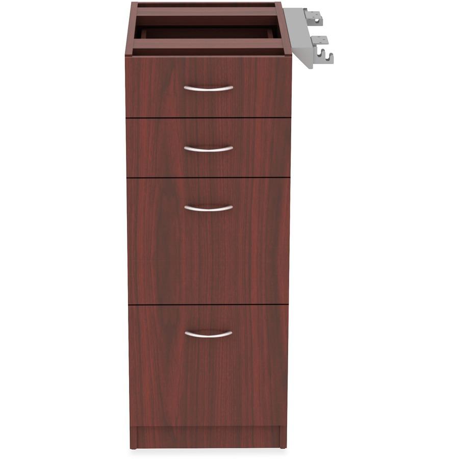 Lorell Relevance Series 4-Drawer File Cabinet - 40.4" Height x 15.5" Width x 23.6" Depth - Total Drawer(s): 4 - Finish: Mahogany, Laminate - 1 Each. Picture 3