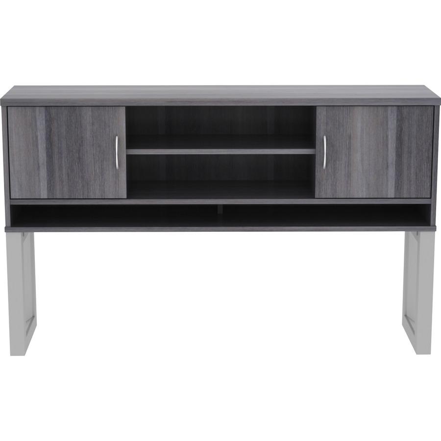 Lorell Relevance Series Freestanding Hutch - 36" Height x 59" Width x 15" Depth - 3 Shelve(s) - Finish: Charcoal, Laminate - Adjustable Leveler - For Office - 1 Each. Picture 4