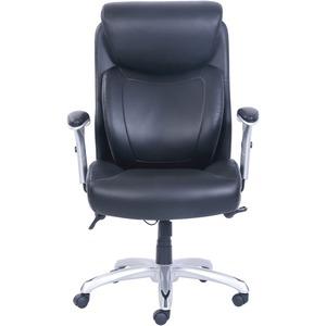 Lorell Wellness by Design Big & Tall Chair with Flexible Air Technology - Black Seat Color - Bonded Leather Seat Material - Black Back Color - Bonded Leather Back Material - 5-star Base - Armrest - 1 . Picture 2