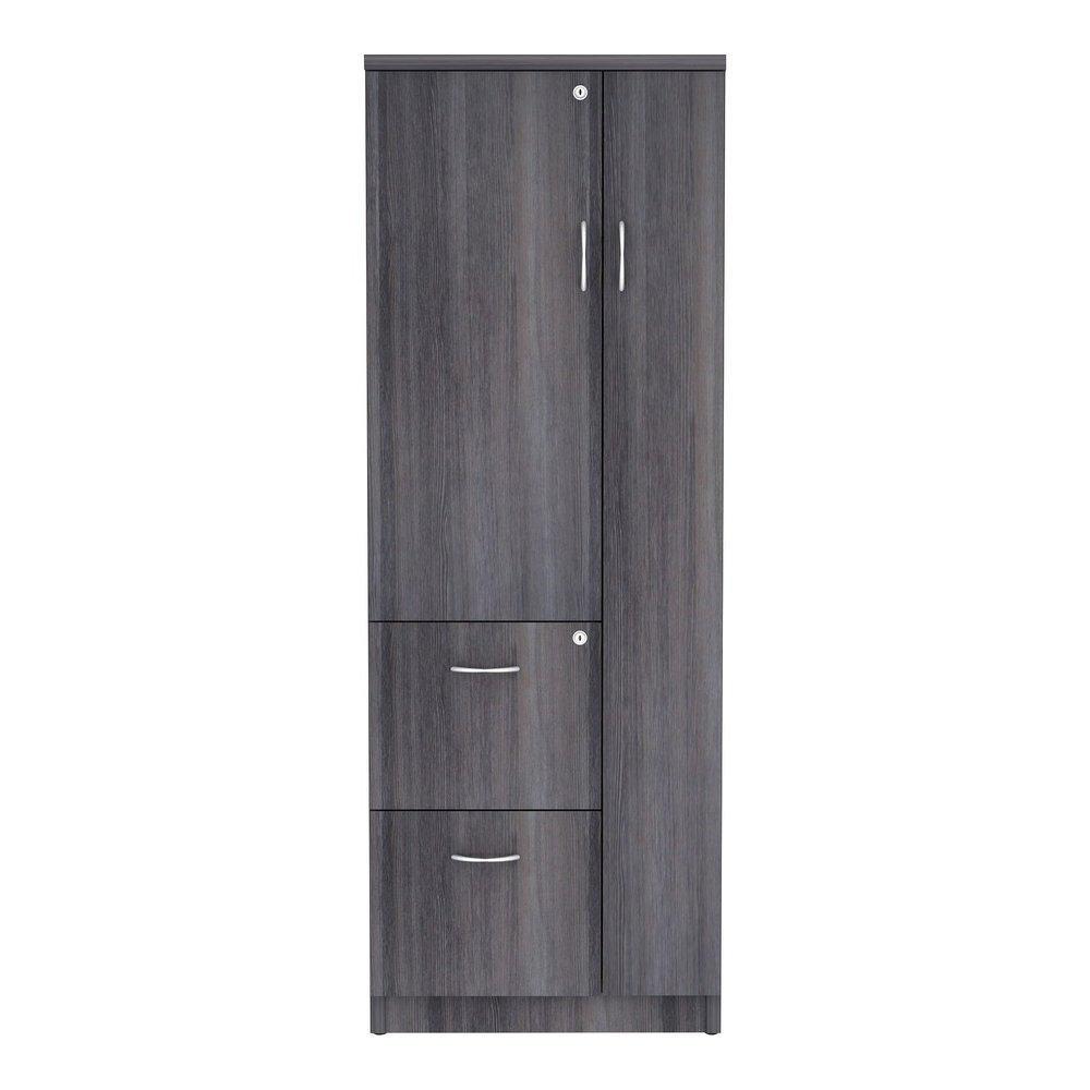 Lorell Essentials/Revelance Tall Storage Cabinet - 23.6" x 23.6"65.6" - 2 Drawer(s) - 2 Shelve(s) - Material: Medium Density Fiberboard (MDF), Particleboard - Finish: Weathered Charcoal - Abrasion Res. Picture 3
