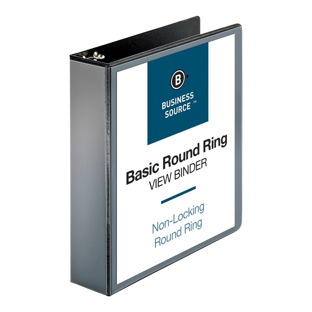Business Source Round-ring View Binder - 2" Binder Capacity - Letter - 8 1/2" x 11" Sheet Size - 475 Sheet Capacity - Fastener: Round Ring - Pocket: 2, Internal - Polypropylene - Black - Wrinkle-free,. Picture 2