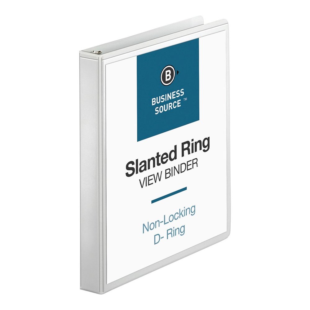 Business Source Basic D-Ring View Binders - 1" Binder Capacity - Letter - 8 1/2" x 11" Sheet Size - 240 Sheet Capacity - 3 Ring - Fastener: Slant D-Ring - Pocket: Internal - Polypropylene - White - St. Picture 2