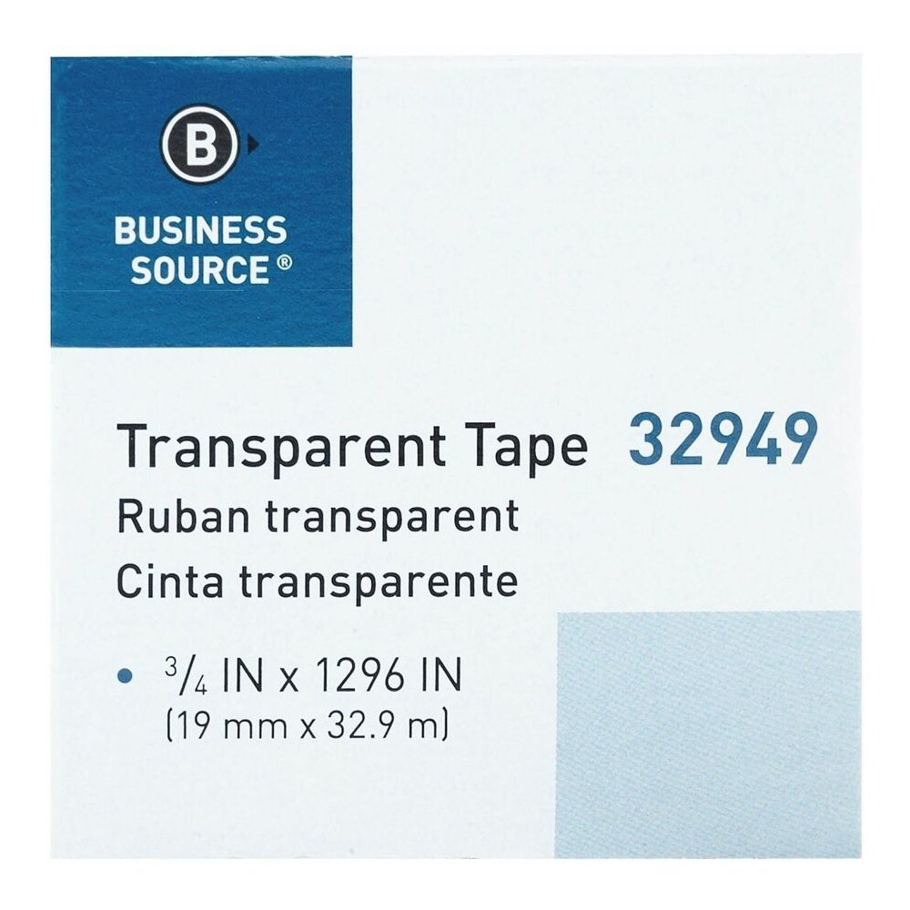 Business Source All-purpose Transparent Tape - 36 yd Length x 0.75" Width - 1" Core - Clear - For Sealing, Mending - 12 / Pack. Picture 2