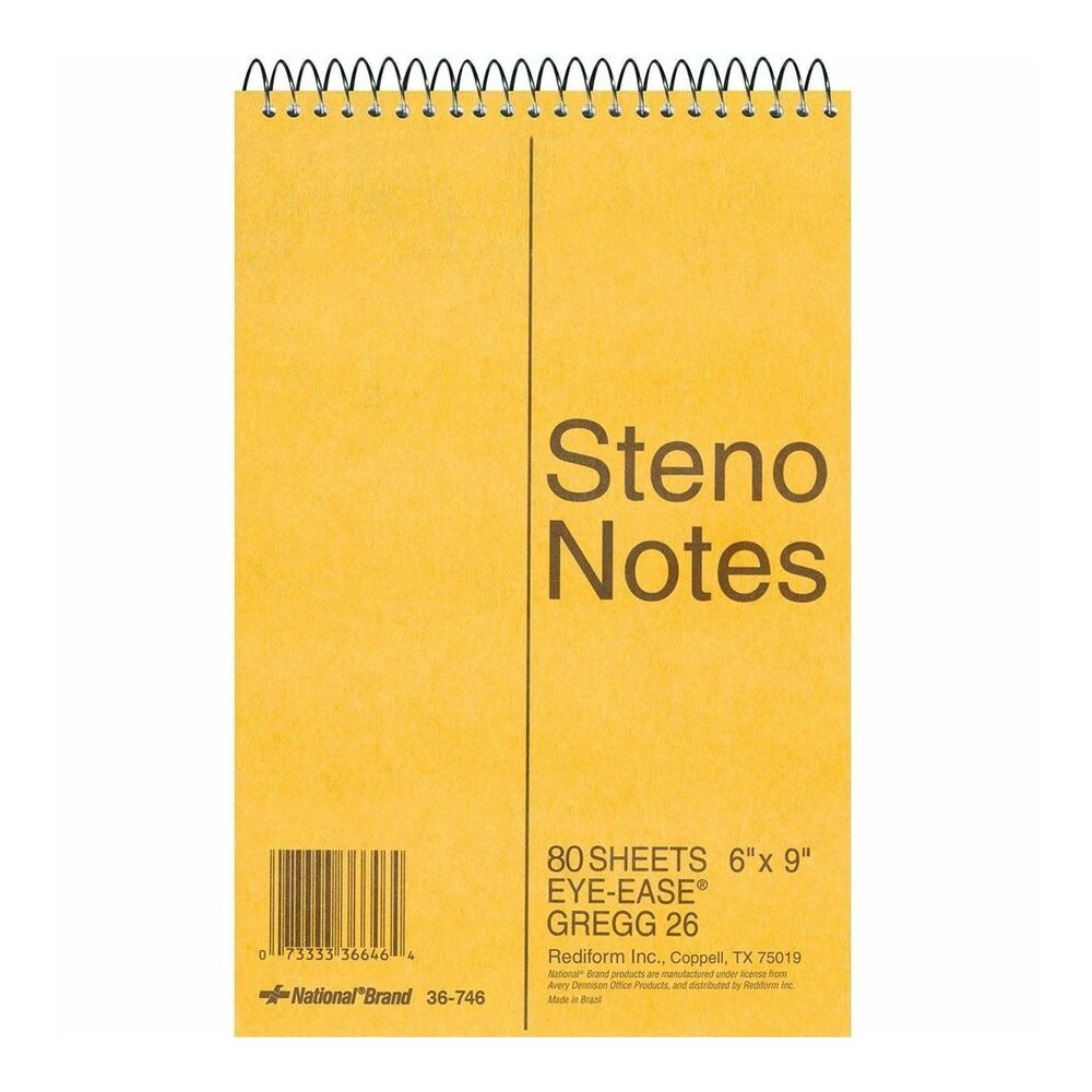 Rediform Steno Notebooks - 80 Sheets - Wire Bound - Gregg Ruled Margin - 16 lb Basis Weight - 6" x 9" Sheet Size - Green Paper - Brown Board Cover - Hard Cover, Rigid - 12 / Pack. Picture 2