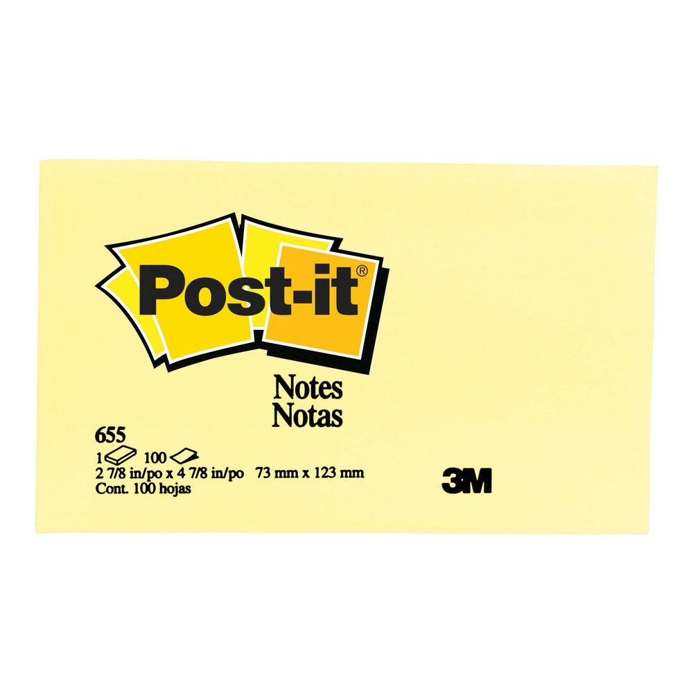 Post-it&reg; Notes Original Notepads - 3" Flag/Note Width x 5" Flag/Note Length - Rectangle - 100 Sheets per Pad - Unruled - Canary Yellow - Paper - Self-adhesive, Repositionable - 12/Pack - 2 / Bundl. Picture 2