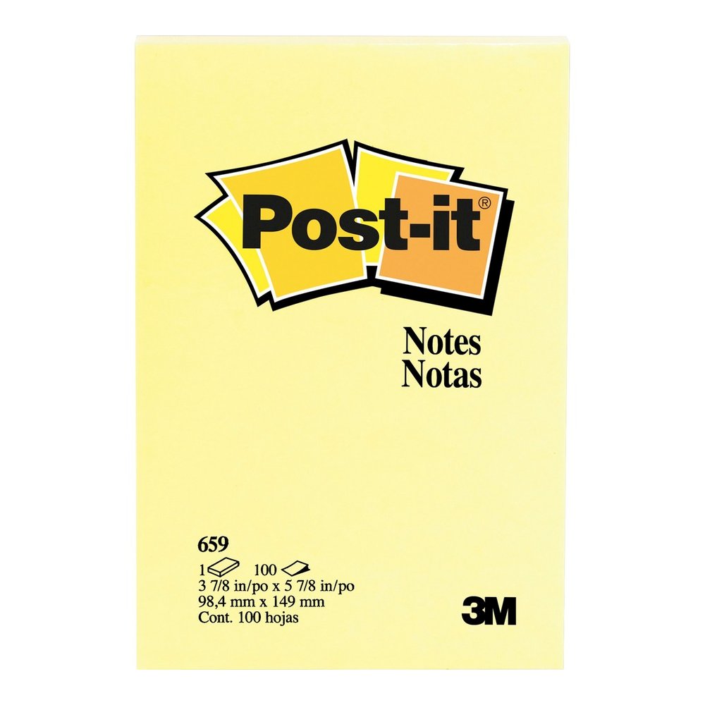 Post-it&reg; Notes Original Notepads - 4" Flag/Note Width x 6" Flag/Note Length - Rectangle - 100 Sheets per Pad - Unruled - Canary Yellow - Paper - Self-adhesive, Repositionable - 12/Pack - 2 / Bundl. Picture 2