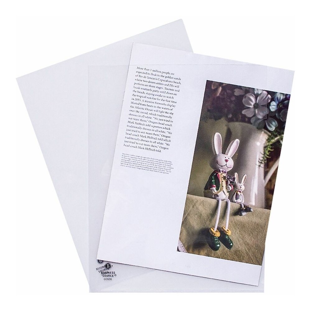 Business Source Letter File Sleeve - 8 1/2" x 11" - 20 Sheets Capacity - Clear - Water Resistant, Transfer Safe, Lightweight, Transparent - 10/Pack - 5 / Box. Picture 3