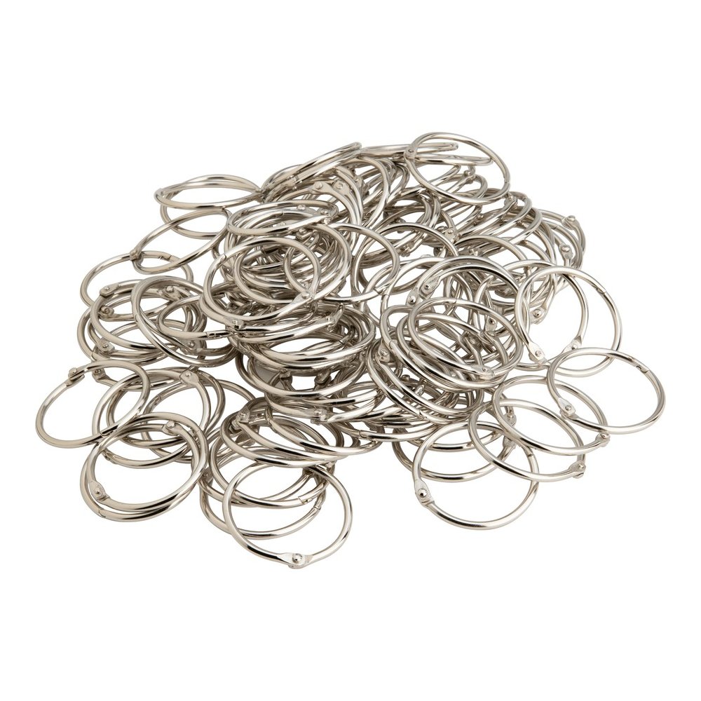 Business Source Standard Book Rings - 1.5" Diameter - Silver - Nickel Plated - 100/Box - 5 / Bundle. Picture 3