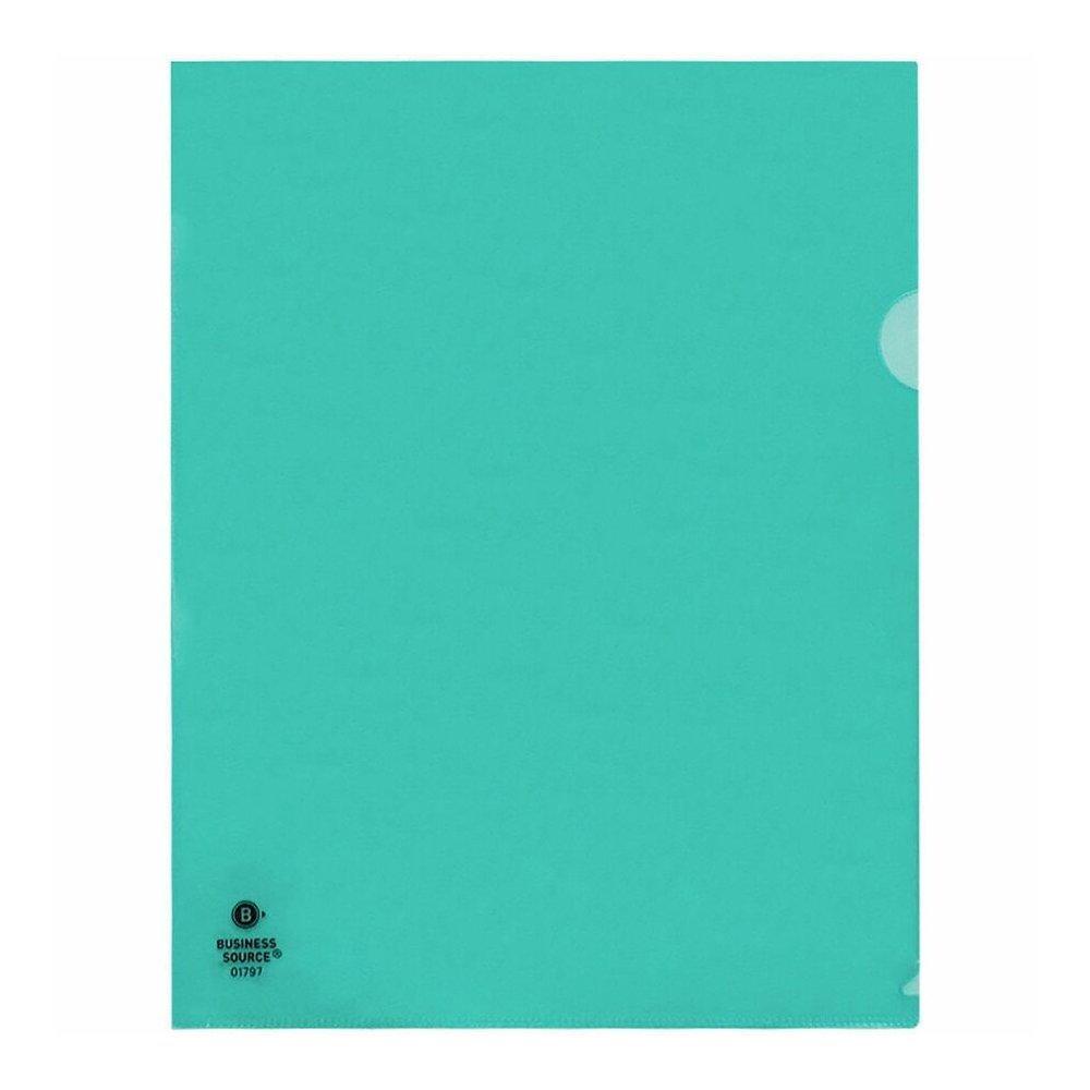 Business Source Letter File Sleeve - 8 1/2" x 11" - 20 Sheets Capacity - Green - Water Resistant, Transfer Safe, Lightweight, Transparent - 10/Pack - 5 / Box. Picture 3