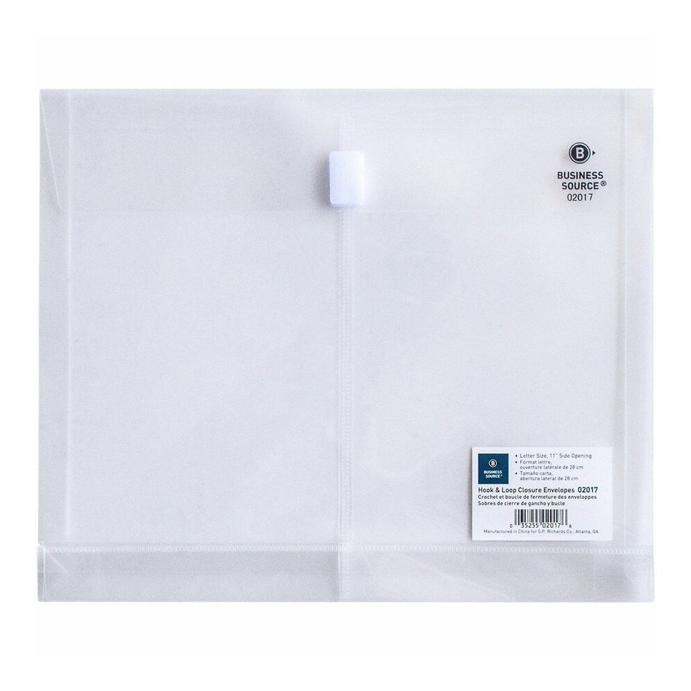 Business Source Letter File Pocket - 8 1/2" x 11" - 1" Expansion - Clear - Hook & Loop Closure, Transfer Safe - 12 / Pack. Picture 3