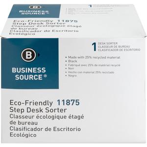 Business Source 6-slot Inclined Desk Step Sorter - 6 Compartment(s) - 6.50" Height x 8" Width x 7.75" Depth - Desktop - 25% Recycled - Black - Plastic - 1 Each. Picture 10