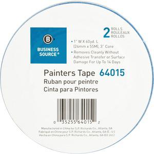 Business Source Multisurface Painter's Tape - 60 yd Length x 1" Width x 5.5 mil Thickness - Blue - 2 / Pack. Picture 8