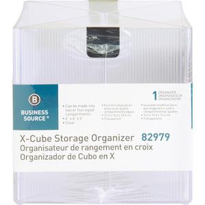 Business Source X-Cube Storage Organizer - 4 Compartment(s) - 6" Height x 6" Width x 6" Depth - Desktop - Adjustable Divider - Clear - 1 Each. Picture 6
