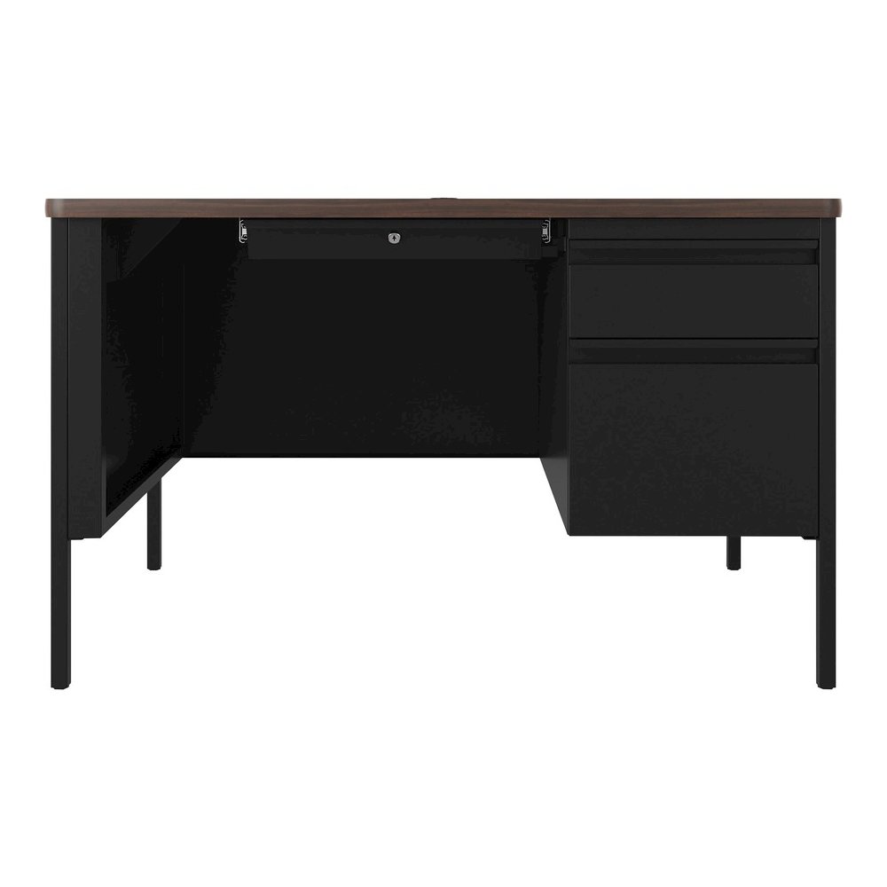Lorell Fortress Series 48" Right-Pedestal Teachers Desk - 29.5" Height x 48" Width x 30" Depth - Single Pedestal on Right Side - T-mold Edge - Finish: Walnut Laminate - Durable, Scratch Resistant, Wat. Picture 3