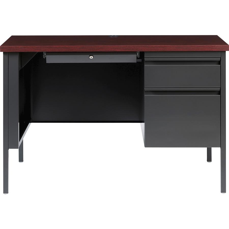 Lorell Fortress Series 45-1/2" Right Single-Pedestal Desk - 29.5" Height x 45.5" Width x 24" Depth, 1.1" Thickness Top - Single Pedestal on Right Side - Square Edge - 1 Each. Picture 3