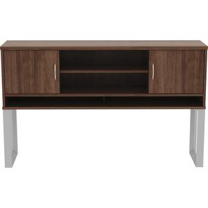 Lorell Relevance Series Freestanding Hutch - 36" Height x 59" Width x 15" Depth - 3 Shelve(s) - Finish: Walnut Laminate - 1 Each. Picture 6