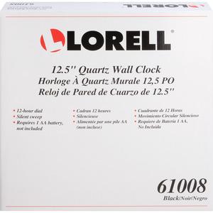 Lorell 12-1/2" Slimline Wall Clock - Analog - Quartz - Black Case - Modern Style. Picture 3