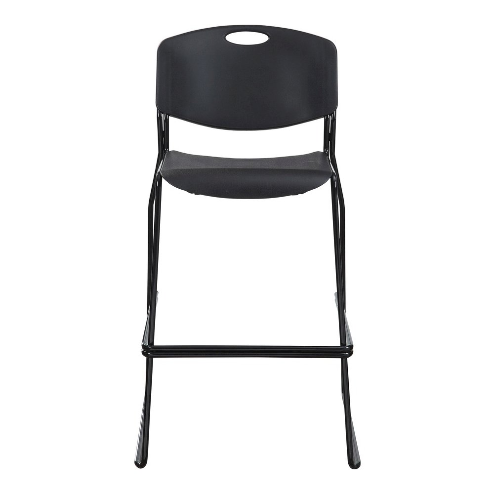 Lorell Heavy-duty Bistro Stack Chairs - Black Seat Color - Plastic Seat Material - Black Back Color - Plastic Back Material - Black Frame Color - Steel Frame Material - 2 / Carton. Picture 2