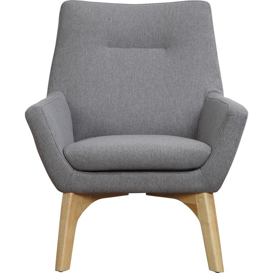 Lorell Quintessence Collection Upholstered Chair - Gray Seat Color - Gray Back Color - Low Back - Four-legged Base - 1 Each. Picture 4