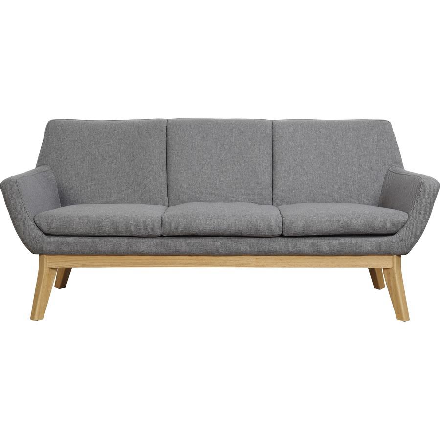 Lorell Quintessence Collection Sofa - 32.8" Height x 73.3" Width x 19.8" Length - Finish: Gray - Upholstered, Lumbar Support, Ergonomic Design, Padded Back, Padded Seat, Sturdy - For Reception Area, L. Picture 4