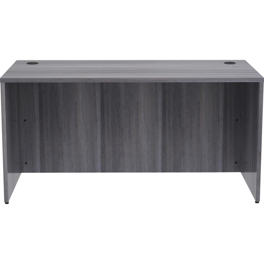 Lorell Essentials Series Rectangular Desk Shell - 60" x 30"29.5" , 1" Top - Laminate, Weathered Charcoal Table Top - Grommet. Picture 4